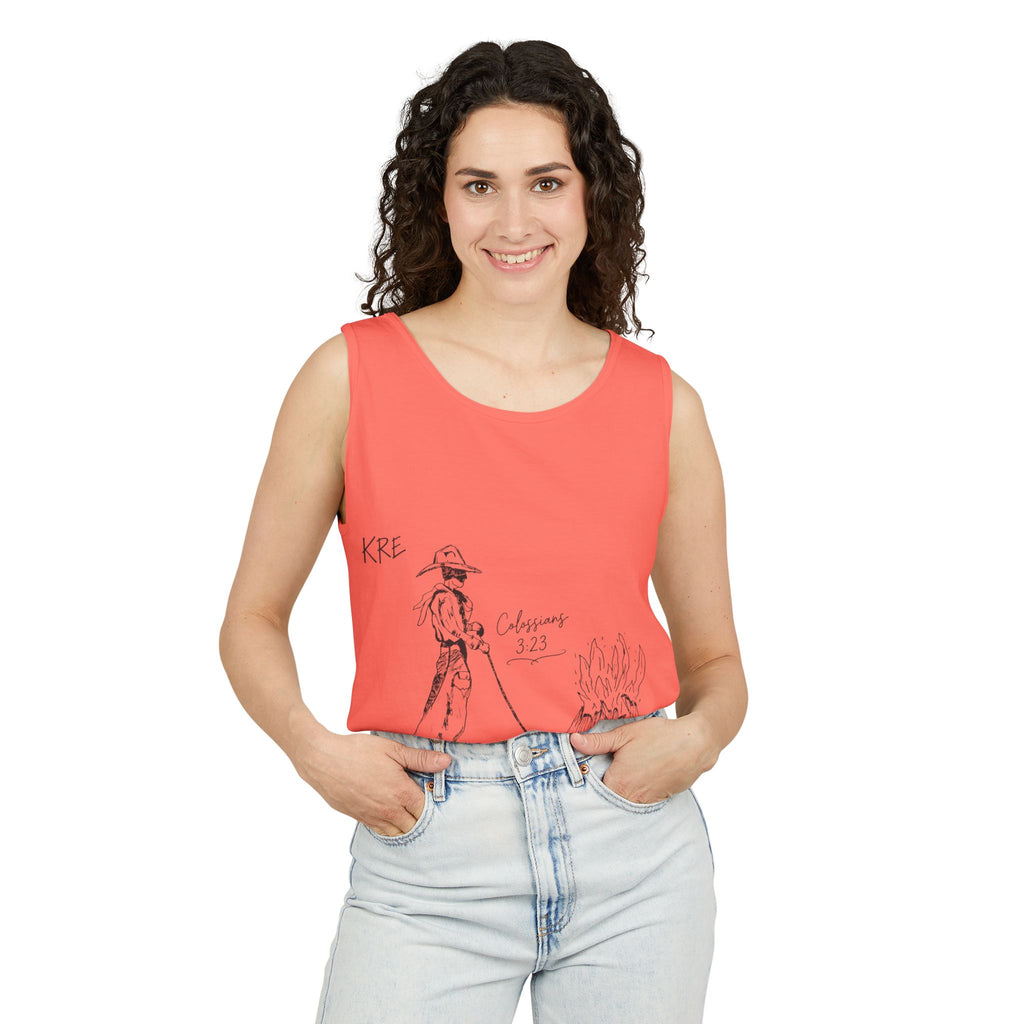 Cowboy bible verse Unisex Garment-Dyed Tank Top