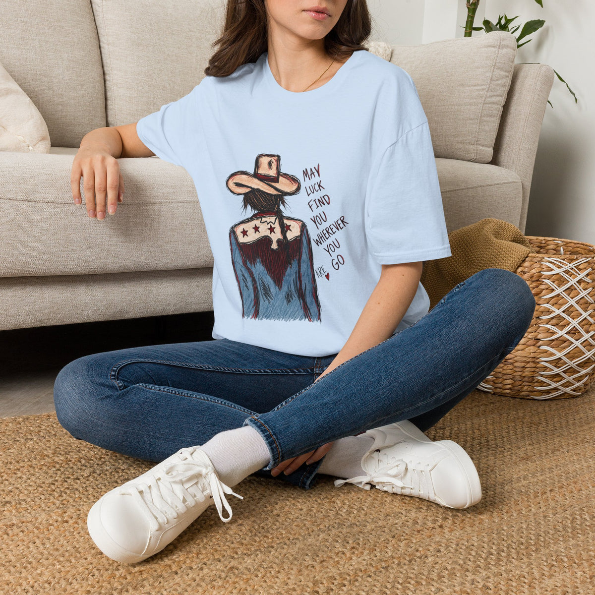May luck find you wherever you go cowgirl T-shirt