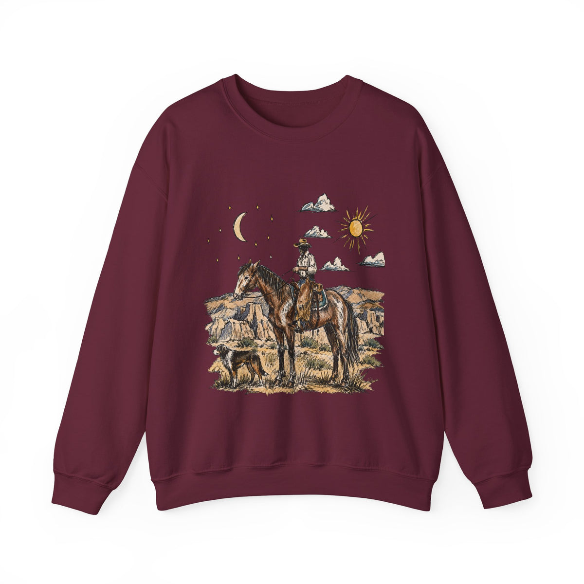 Cowboy sun up to sun down sweater with color
