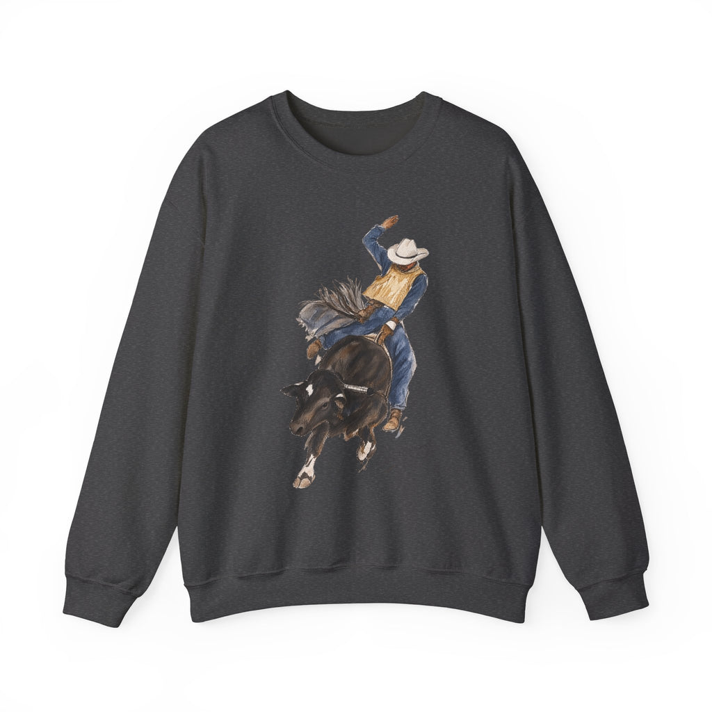 Watercolor bullriding Crewneck Sweatshirt artist Paula burtt-emry