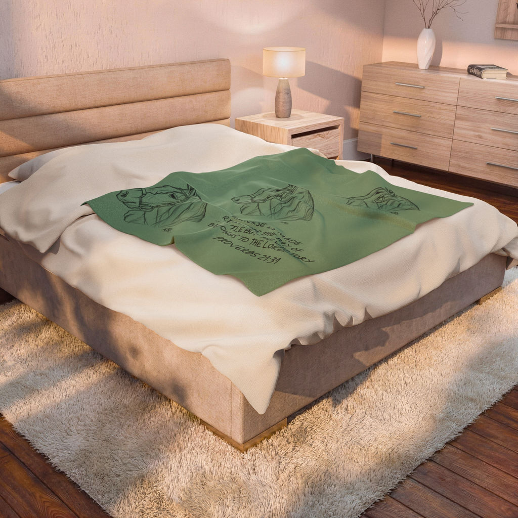 Velveteen Plush Blanket — Horse Sketch & Proverbs 21:31
