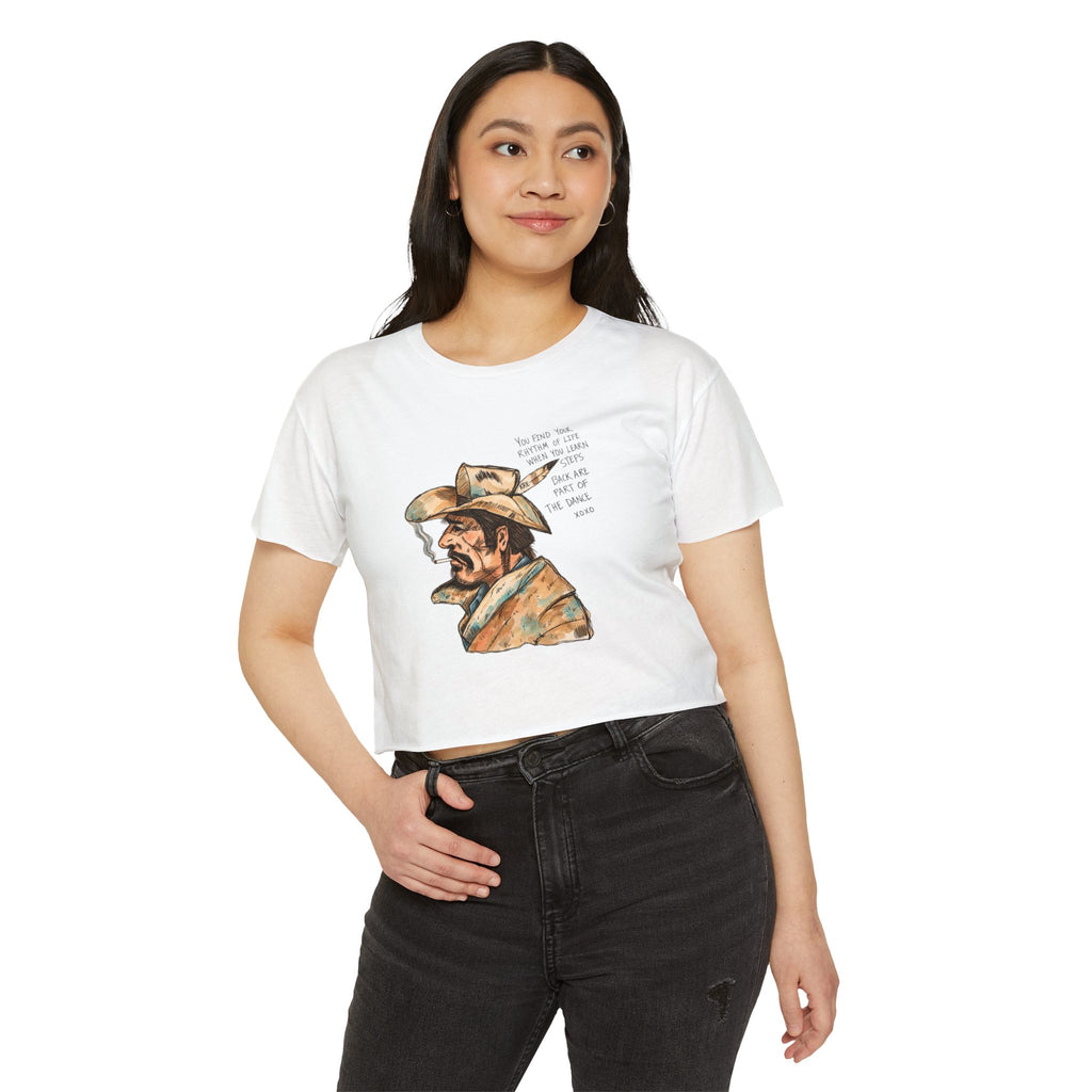 A cowboys word crop top