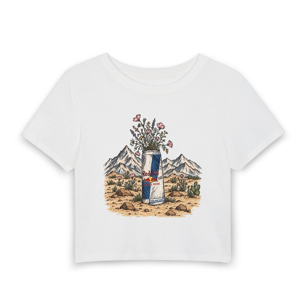 Wild flowers and wild drinks crop top