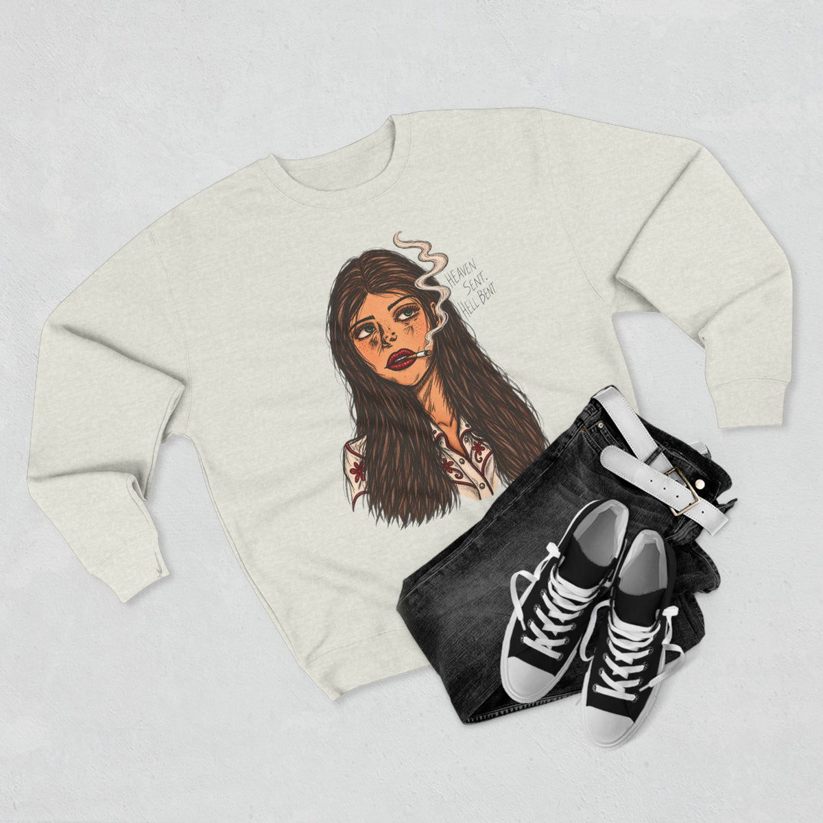 Heaven sent. Hell bound. Crewneck