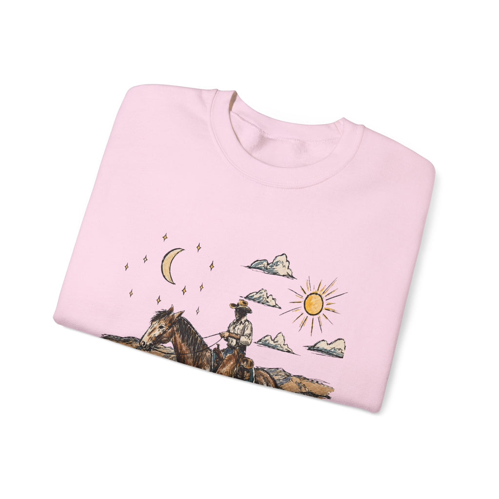 Cowboy sun up to sun down sweater with color