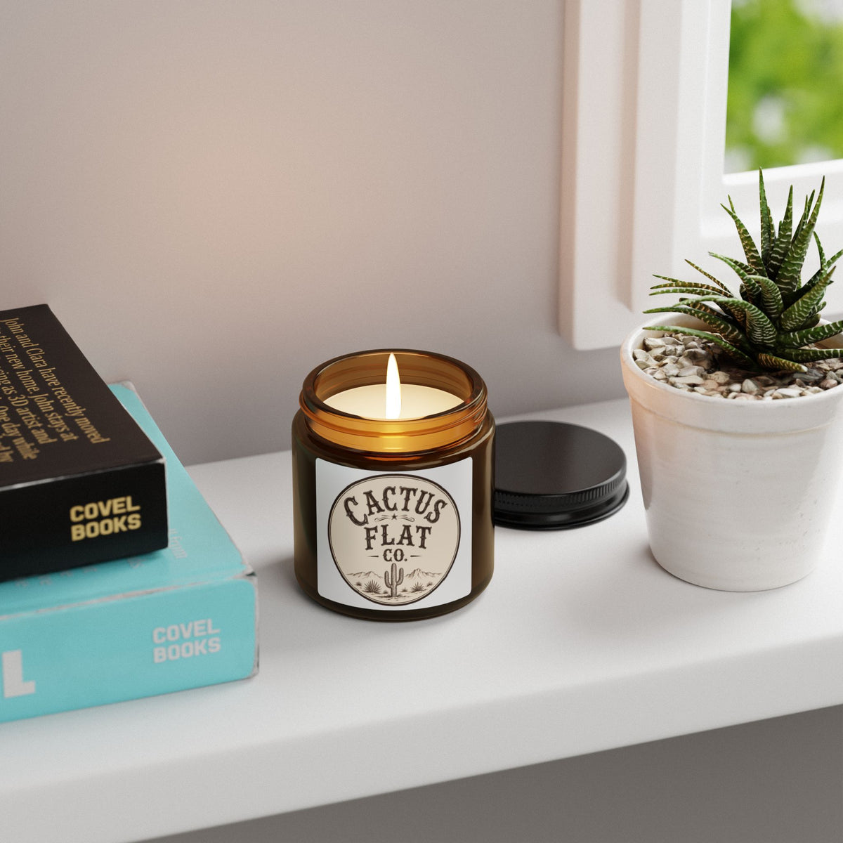 Cactus flat co. Scented Soy Candle (Multi-Size, Amber Jar)