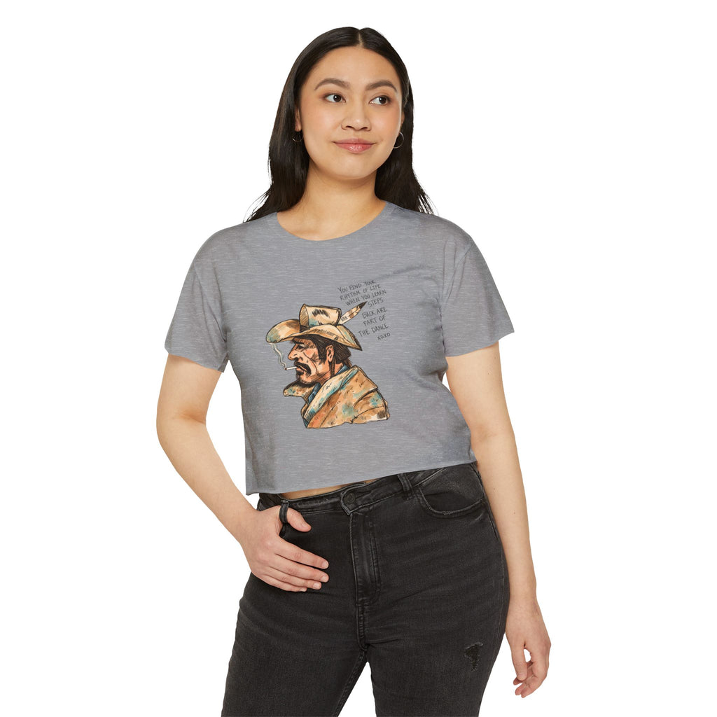 A cowboys word crop top