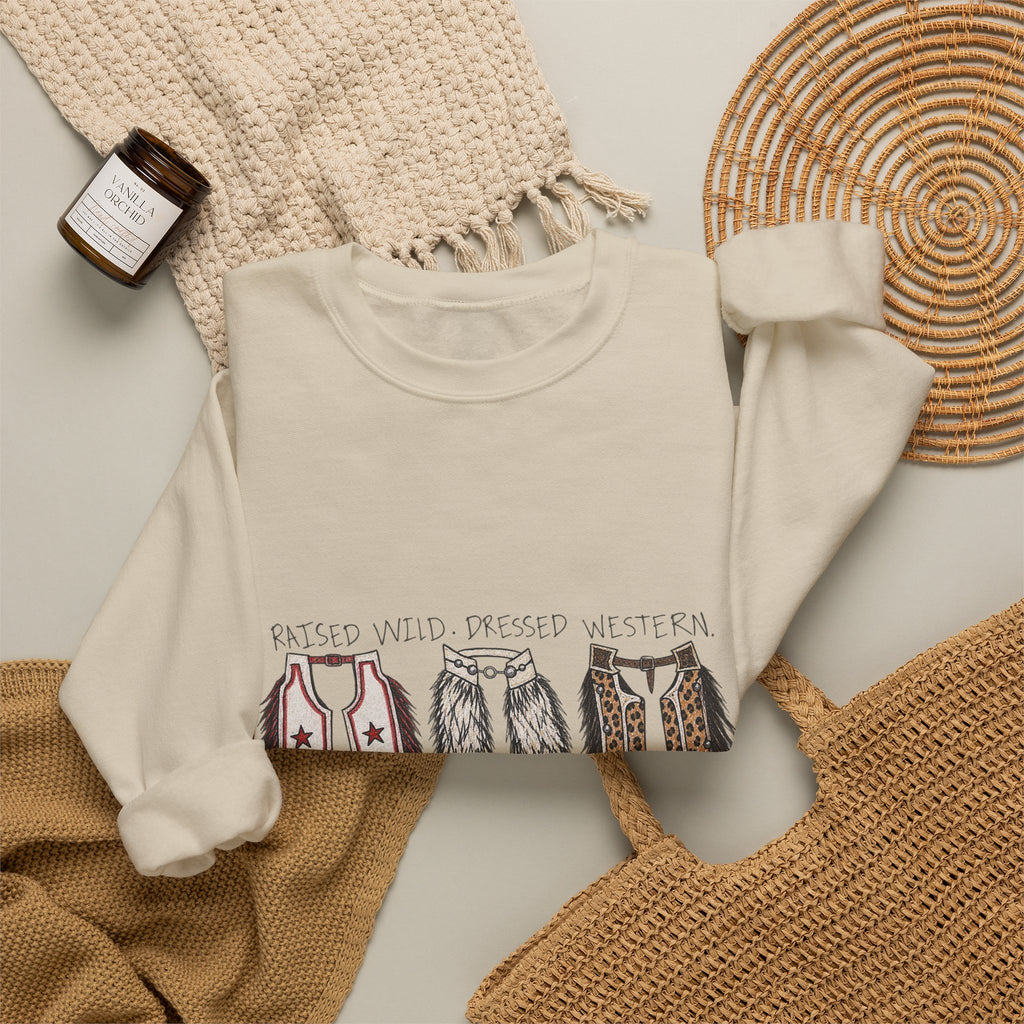 Raised wild dressed western Unisex Heavy Blend™ Crewneck Sweatshirt