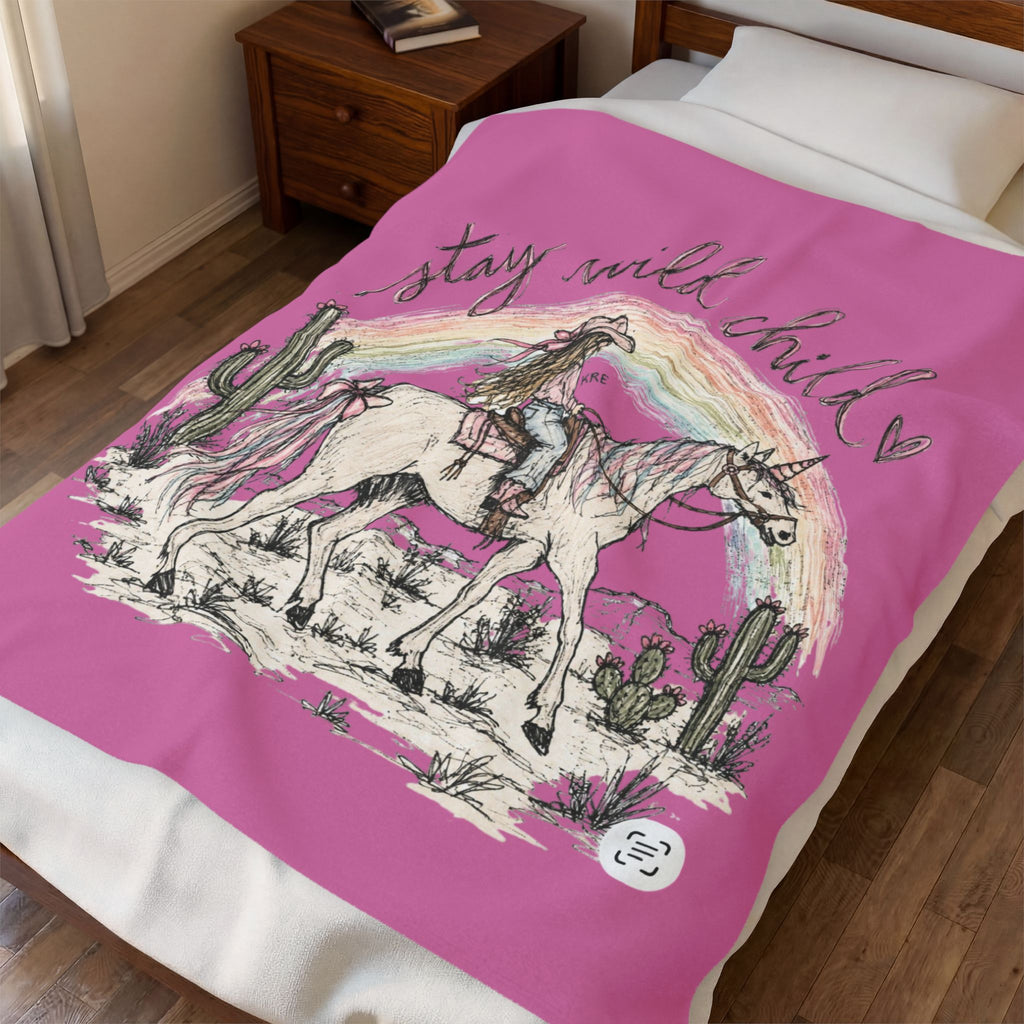 Stay wild child plush blanket