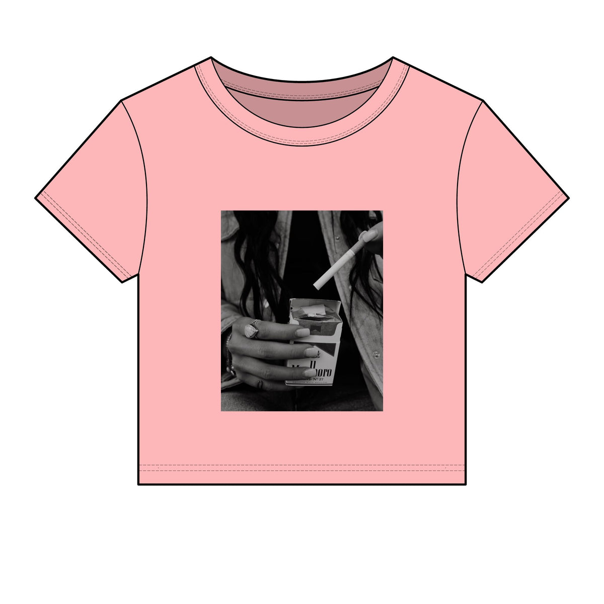 Marbloro cowgirl micro rib baby tee
