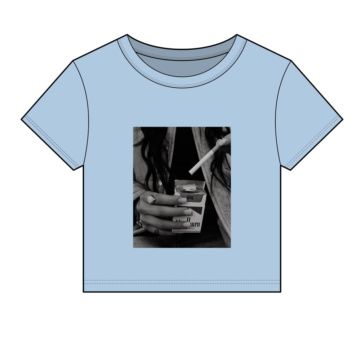 Marbloro cowgirl micro rib baby tee