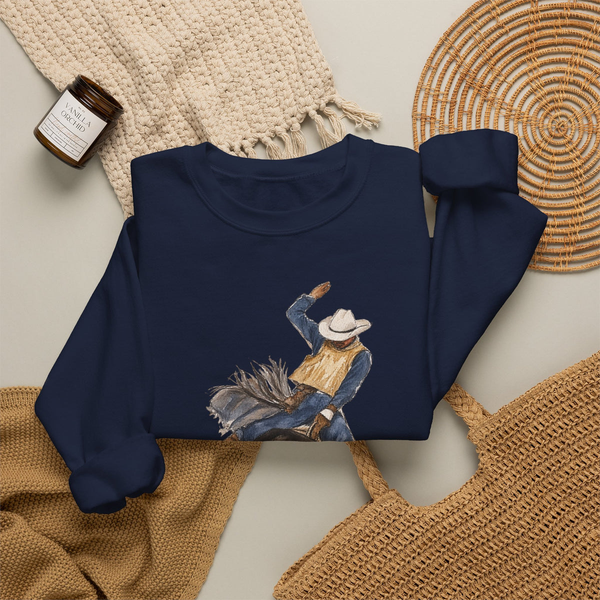 Watercolor bullriding Crewneck Sweatshirt artist Paula burtt-emry