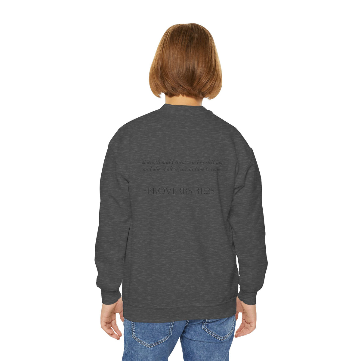 Youth Crewneck Sweatshirt cowgirl bible verse