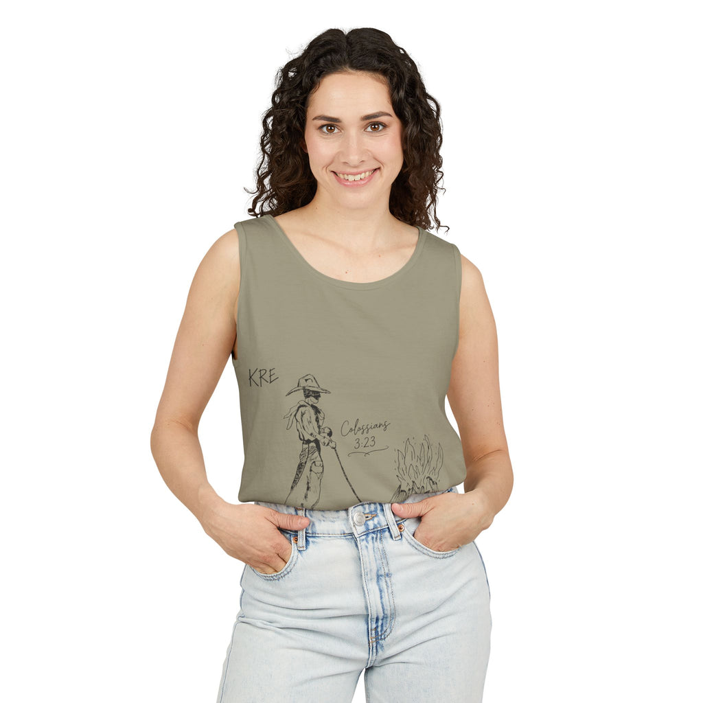 Cowboy bible verse Unisex Garment-Dyed Tank Top