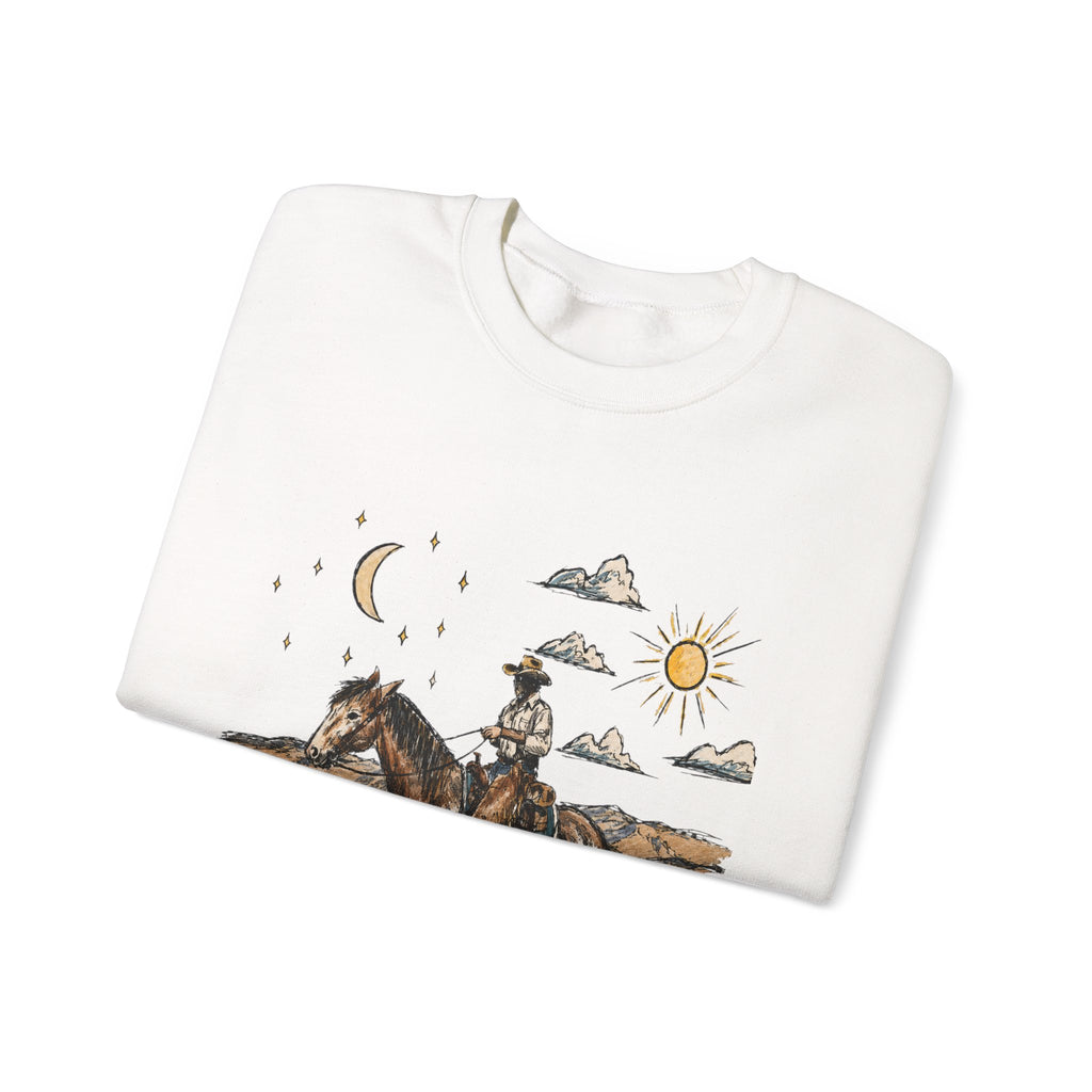 Cowboy sun up to sun down sweater with color