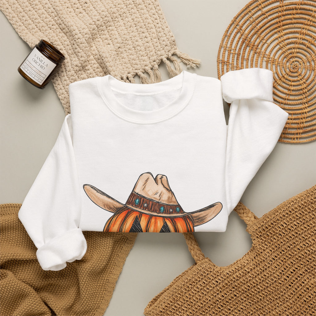 Cowboy pumpkin Crewneck Sweatshirt 
Fall drop