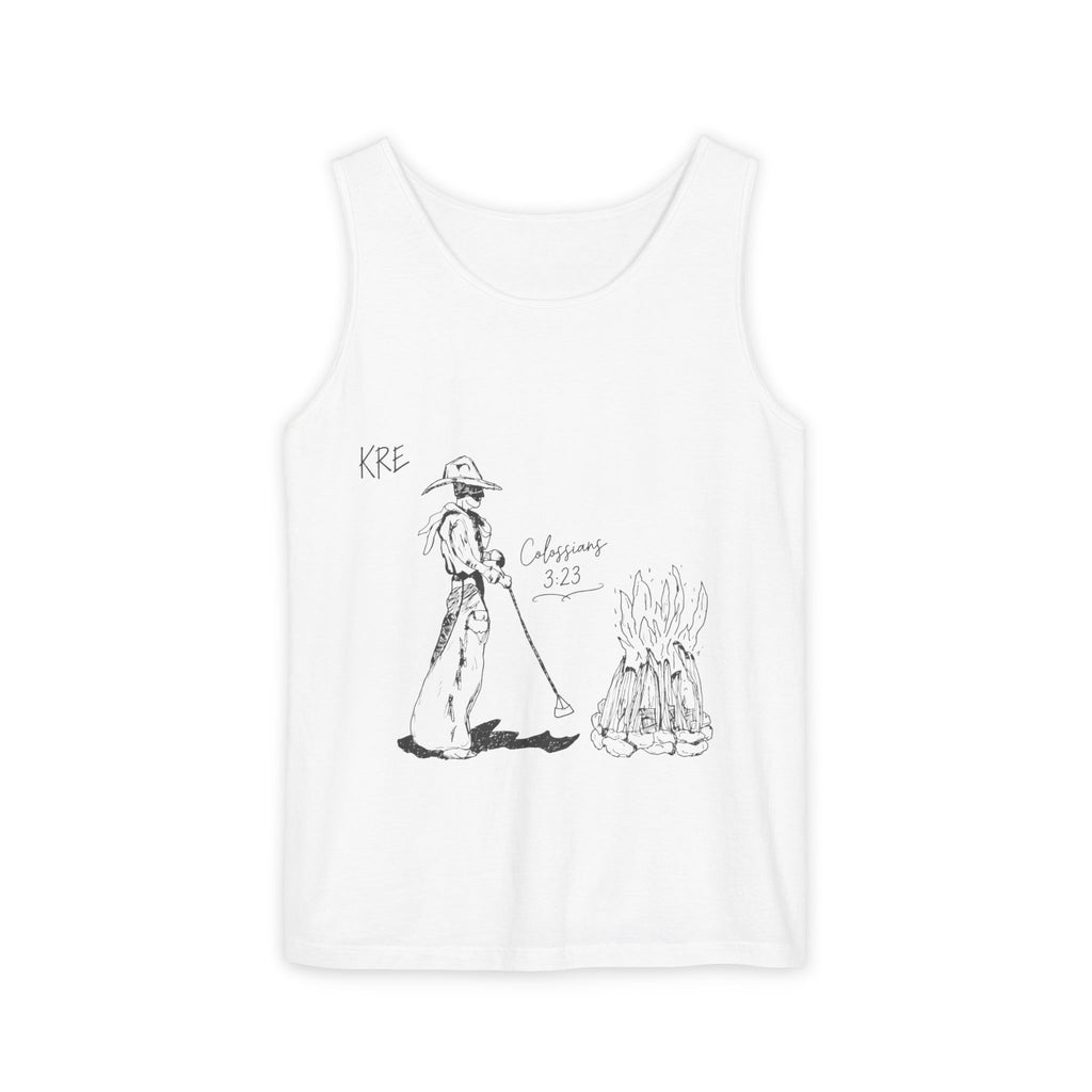 Cowboy bible verse Unisex Garment-Dyed Tank Top
